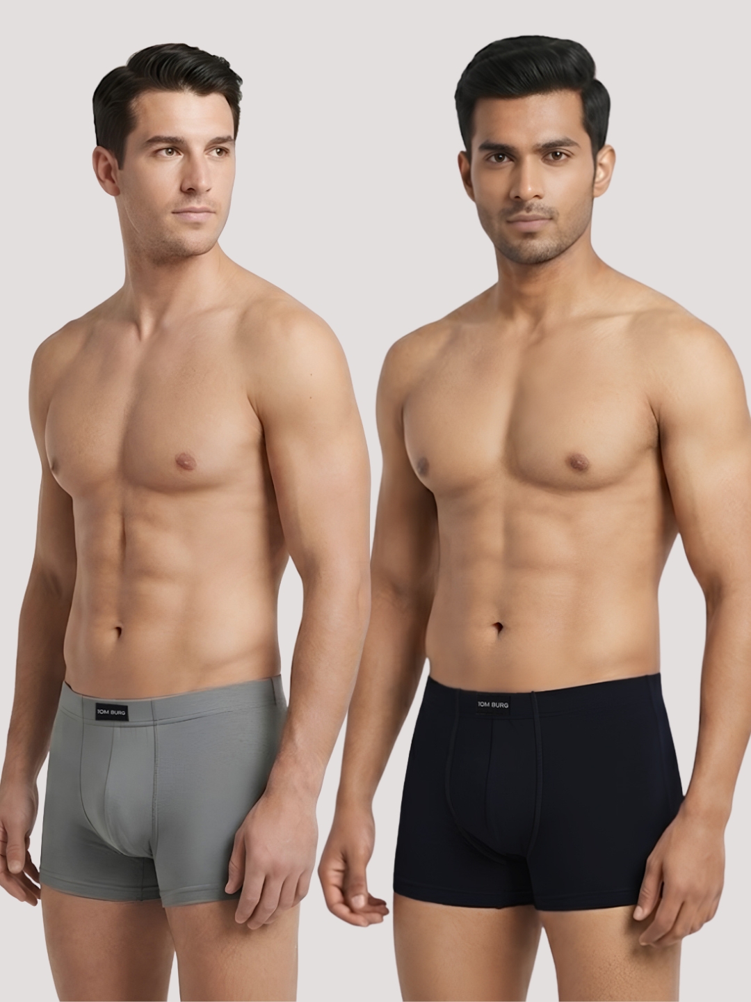 Pack of 2 Solid Cotton Lycra Trunks (Black::Grey)